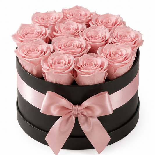 12 Lasting Roses in a Hatbox
